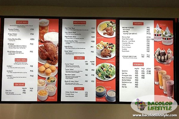 Kenny Rogers Roasters - SM City Bacolod - menu 