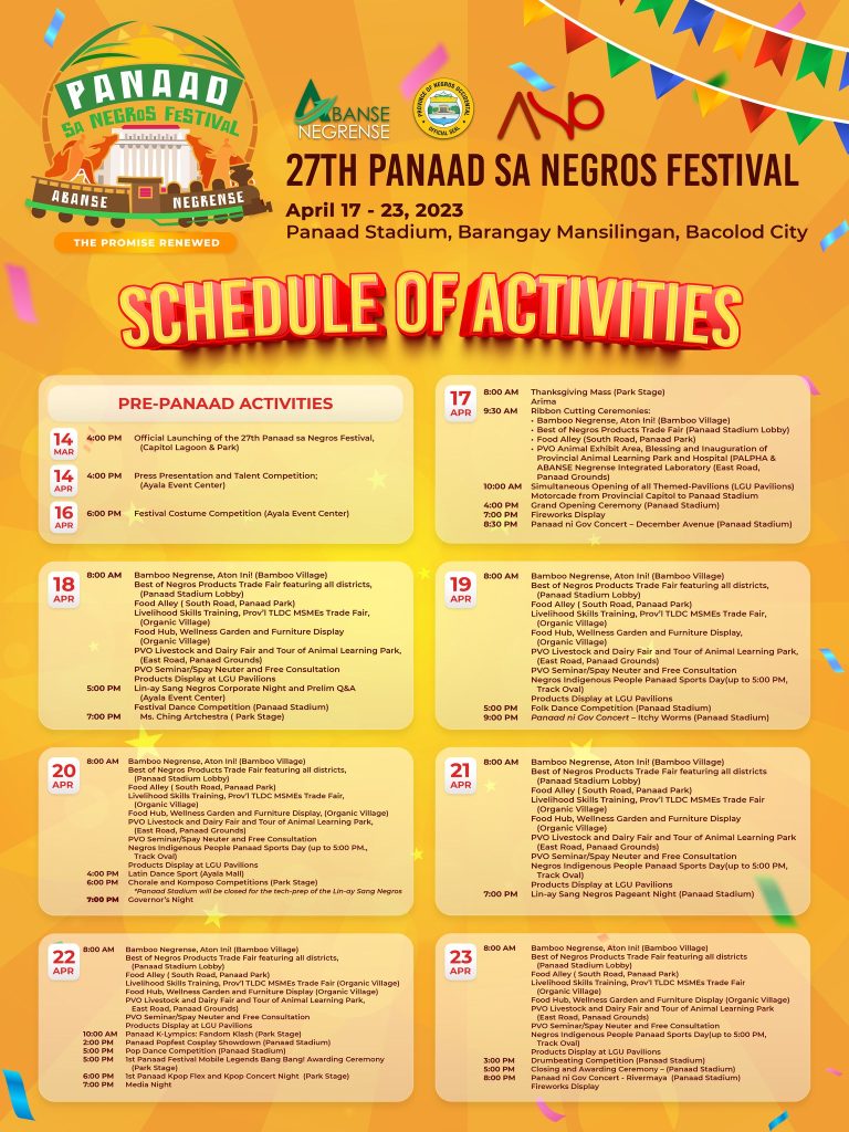 Panaad Festival 2023 Schedule of Activities