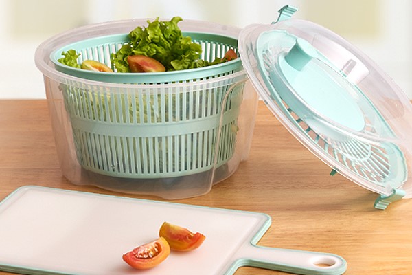 Wash and dry vegetables thoroughly with this Gondol Vega Salad Spinner.
